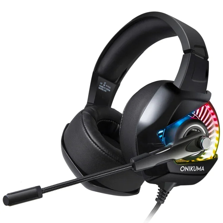 Casque de jeu ONIKUMA K6 circum-aural avec basses stéréo surround, microphone et lumières RGB