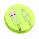 Câble de synchronisation de données USB 8 broches vers USB de 1 m, style boîte-cadeau circulaire à bobine, avec indicateur pour iPhone, iPad