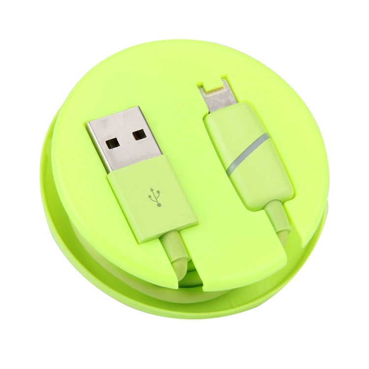 Câble de synchronisation de données USB 8 broches vers USB de 1 m, style boîte-cadeau circulaire à bobine, avec indicateur pour iPhone, iPad