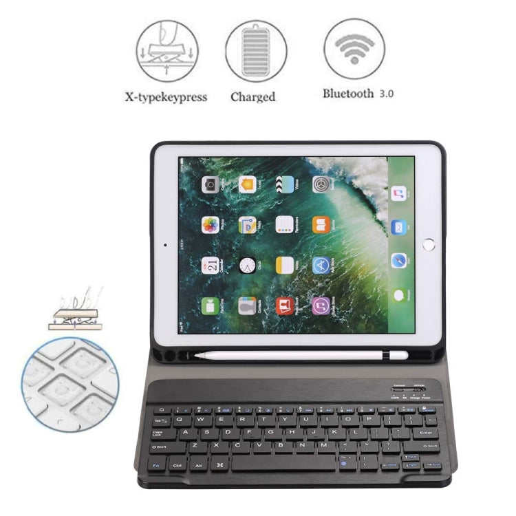 Étui en cuir horizontal rabattable pour tablette avec clavier Bluetooth détachable, support et porte-stylet pour iPad Pro 9,7 pouces, iPad Air, iPad Air 2, iPad 9,7 pouces (2017), iPad 9,7 pouces (2018), A07B Bleu, A07B Or Rose, A07B Noir, A07B Or