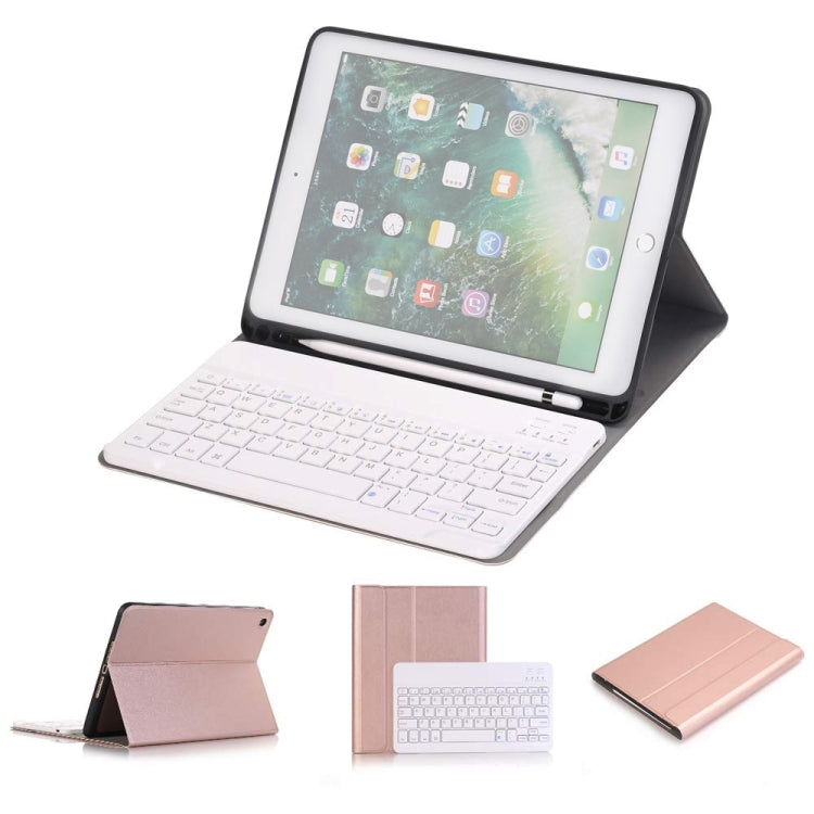 Étui en cuir horizontal rabattable pour tablette avec clavier Bluetooth détachable, support et porte-stylet pour iPad Pro 9,7 pouces, iPad Air, iPad Air 2, iPad 9,7 pouces (2017), iPad 9,7 pouces (2018), A07B Bleu, A07B Or Rose, A07B Noir, A07B Or