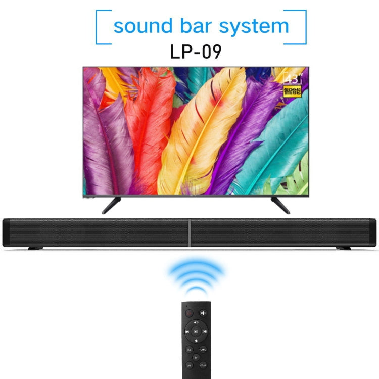 Barre de son LP-09 (CE0148) Enceinte de barre de son sans fil Bluetooth Home Cinéma avec télécommande, CE0148 Noir