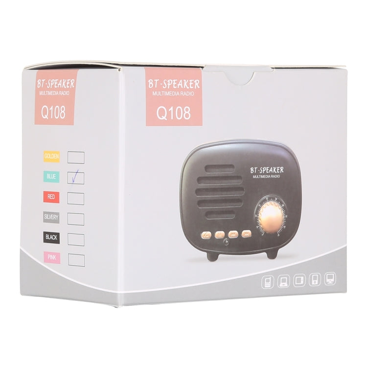Haut-parleur Bluetooth rétro mini Q108 sans fil, support mains libres / carte TF / disque U / FM