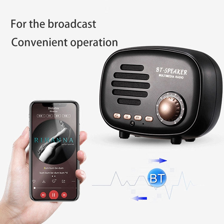 Haut-parleur Bluetooth rétro mini Q108 sans fil, support mains libres / carte TF / disque U / FM