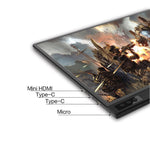 Écran portable HD 15,6 pouces 1080P grand angle 178 degrés pour ordinateur de bureau / console de jeu / écran simultané / PS4 / PS3 / XBox, avec interfaces Mini HDMI & Micro USB & 2 USB-C / Type-C
