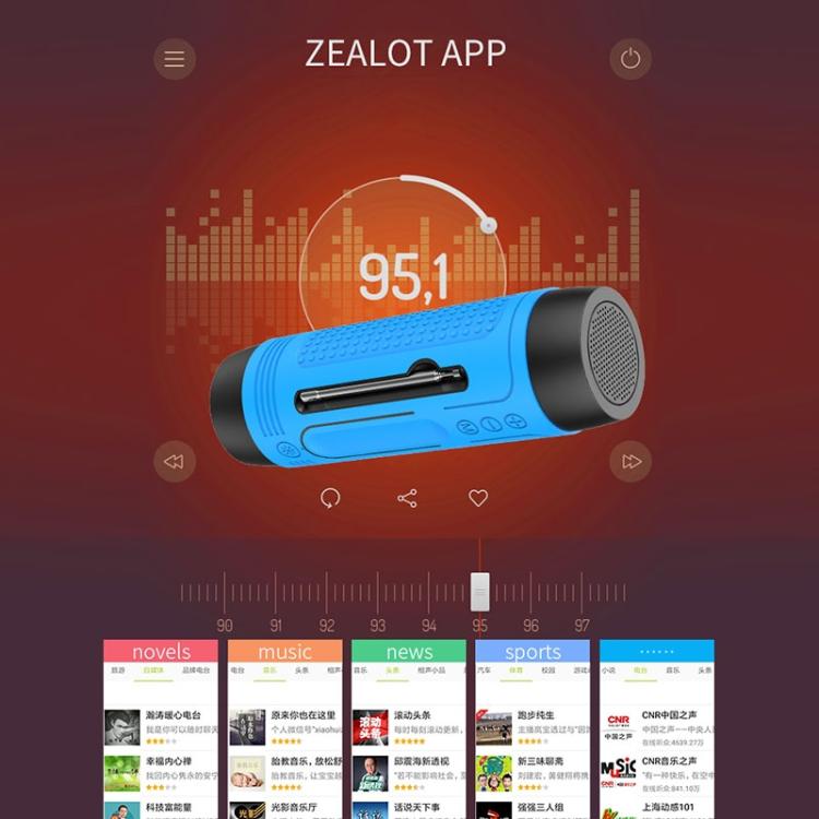 Enceinte Bluetooth sans fil multifonctionnelle ZEALOT A2 Bass, microphone intégré, support appels Bluetooth & AUX & carte TF & lumières LED