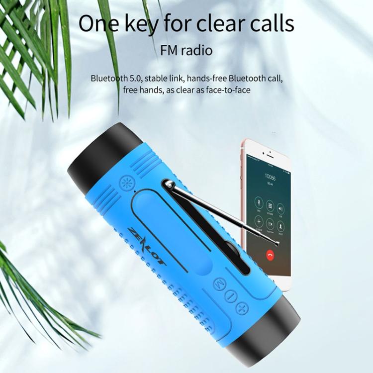 Enceinte Bluetooth sans fil multifonctionnelle ZEALOT A2 Bass, microphone intégré, support appels Bluetooth & AUX & carte TF & lumières LED