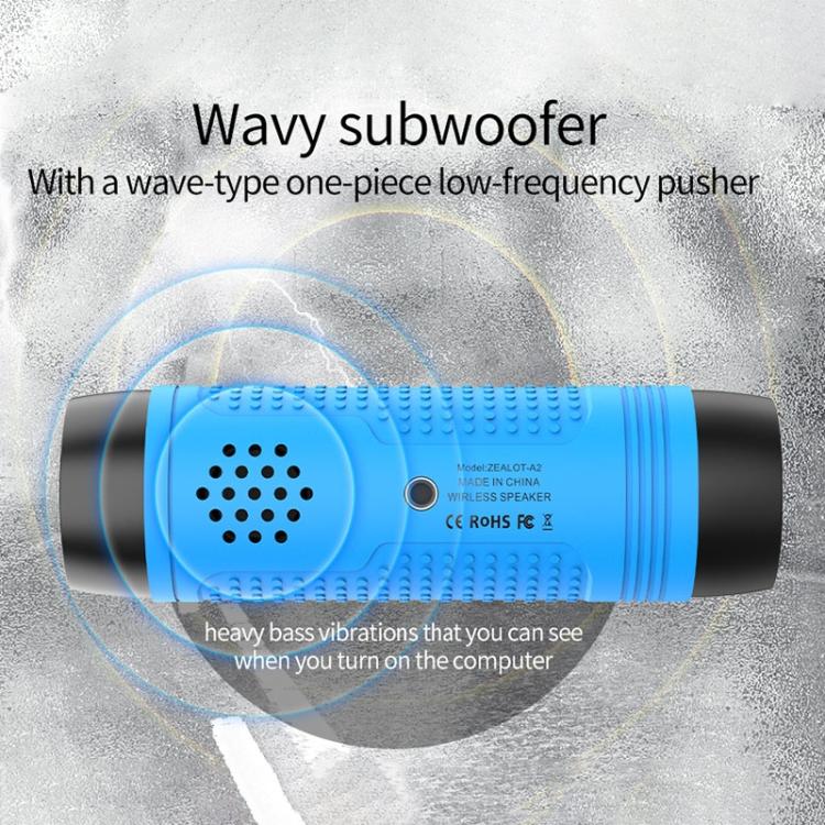 Enceinte Bluetooth sans fil multifonctionnelle ZEALOT A2 Bass, microphone intégré, support appels Bluetooth & AUX & carte TF & lumières LED
