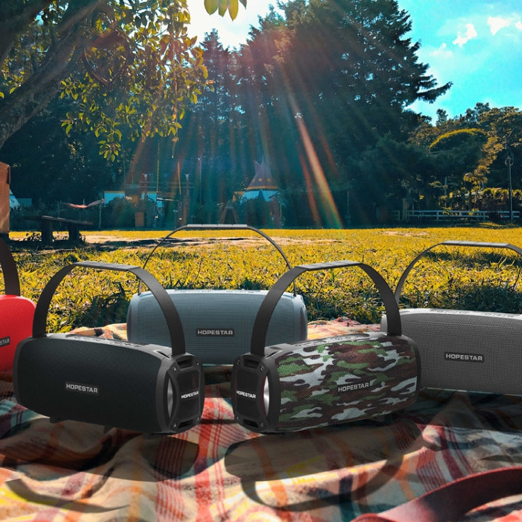 Enceinte Bluetooth portable extérieure étanche HOPESTAR H24 Pro TWS à texture tissée avec lumière rythmique, prise en charge appel mains libres & disque U & carte TF & AUX 3,5 mm & FM, H24 Pro Noir, H24 Pro Gris, H24 Pro Bleu, H24 Pro Rouge