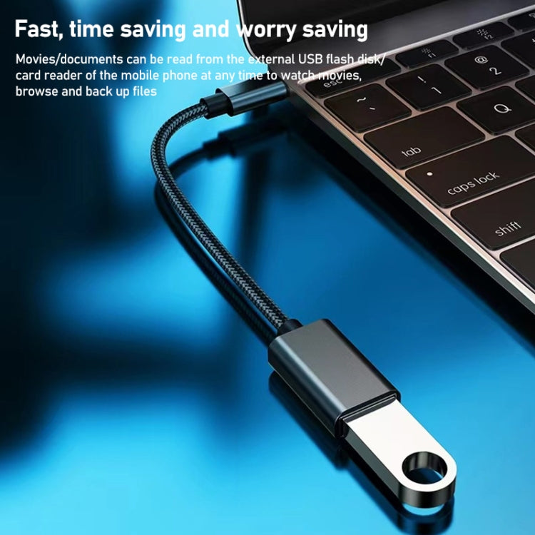 Câble OTG métallique USB femelle vers Type-C mâle 8,3 cm, câble de charge et de données