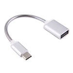 Câble OTG métallique USB femelle vers Type-C mâle 8,3 cm, câble de charge et de données