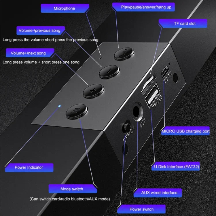 Haut-parleur Bluetooth sans fil YINDIAO A36 Bluetooth 5.0 Smart Subwoofer, version standard Bluetooth, version standard Bluetooth (Noir)