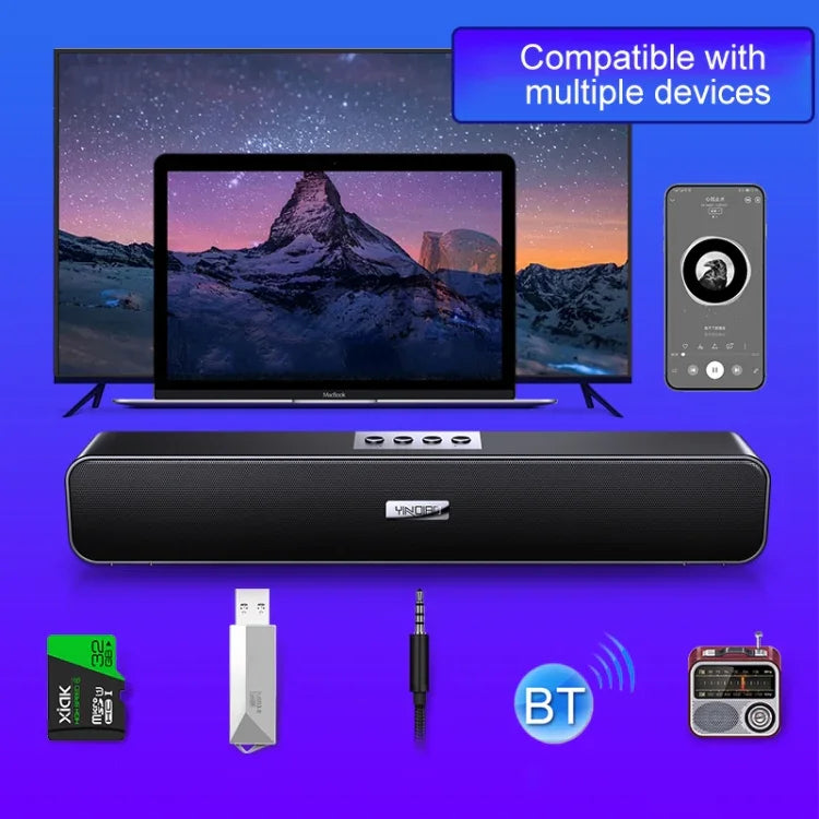 Haut-parleur Bluetooth sans fil YINDIAO A36 Bluetooth 5.0 Smart Subwoofer, version standard Bluetooth, version standard Bluetooth (Noir)