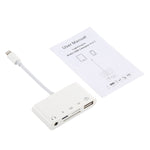 5-en-1 : concentrateur USB 8 broches vers USB et USB-C/Type-C et écouteurs 3,5 mm et lecteur de cartes SD et TF