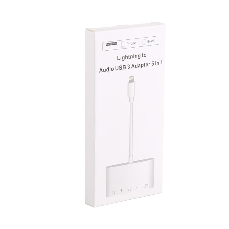 5-en-1 : concentrateur USB 8 broches vers USB et USB-C/Type-C et écouteurs 3,5 mm et lecteur de cartes SD et TF