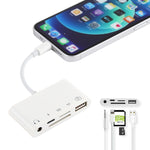 5-en-1 : concentrateur USB 8 broches vers USB et USB-C/Type-C et écouteurs 3,5 mm et lecteur de cartes SD et TF