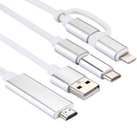 Câble adaptateur 3 en 1 Micro USB & 8 broches & Type-C vers HDMI HD 1080P HDTV