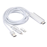 Câble adaptateur 3 en 1 Micro USB & 8 broches & Type-C vers HDMI HD 1080P HDTV