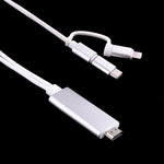 Câble adaptateur 3 en 1 Micro USB & 8 broches & Type-C vers HDMI HD 1080P HDTV