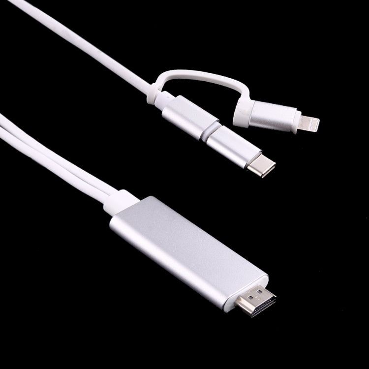 Câble adaptateur 3 en 1 Micro USB & 8 broches & Type-C vers HDMI HD 1080P HDTV