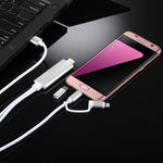 Câble adaptateur 3 en 1 Micro USB & 8 broches & Type-C vers HDMI HD 1080P HDTV