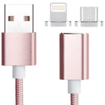Câble de données magnétique style tressé 2 en 1 Micro USB & 8 broches vers USB 2.0 5V 2A, longueur du câble : 1,2m