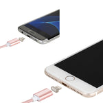 Câble de données magnétique style tressé 2 en 1 Micro USB & 8 broches vers USB 2.0 5V 2A, longueur du câble : 1,2m