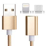 Câble de données magnétique style tressé 2 en 1 Micro USB & 8 broches vers USB 2.0 5V 2A, longueur du câble : 1,2m