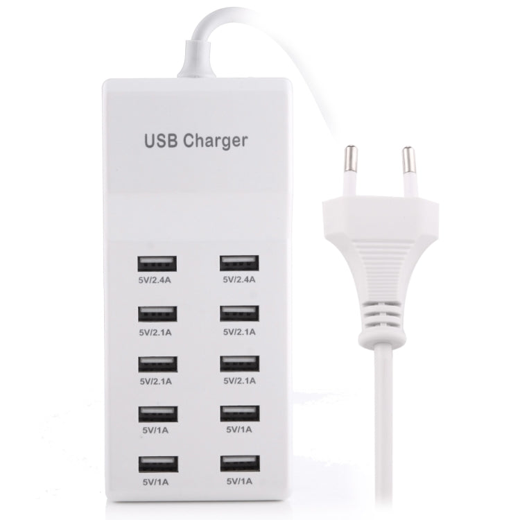 Adaptateur de chargeur USB 10 ports 5V 2.4A / 2.1A / 1A, prise UE