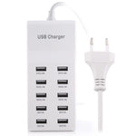 Adaptateur de chargeur USB 10 ports 5V 2.4A / 2.1A / 1A, prise UE