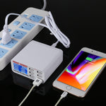 899 Chargeur rapide 30 W QC 3.0 6 ports USB avec écran numérique LCD, prise UE, 899
