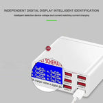 899 Chargeur rapide 30 W QC 3.0 6 ports USB avec écran numérique LCD, prise UE, 899