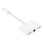Adaptateur audio mâle 8 broches vers double femelle 8 broches et femelle 3,5 mm