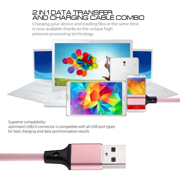Câble de synchronisation et de charge USB vers 8 broches tressé en nylon, 1m 2A, 8 broches noir, 8 broches rouge, 8 broches blanc, 8 broches rose, 8 broches gris, 8 broches bleu