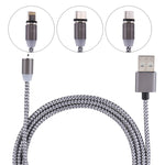 Câble de synchronisation et charge tressé 1,05m 8 broches + Micro USB + USB-C / Type-C vers USB avec indicateur LED