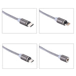 Câble de synchronisation et charge tressé 1,05m 8 broches + Micro USB + USB-C / Type-C vers USB avec indicateur LED