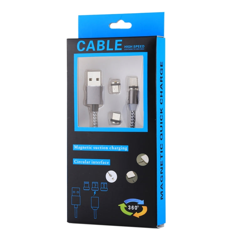 Câble de synchronisation et charge tressé 1,05m 8 broches + Micro USB + USB-C / Type-C vers USB avec indicateur LED