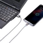 Câble de synchronisation et charge tressé 1,05m 8 broches + Micro USB + USB-C / Type-C vers USB avec indicateur LED
