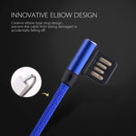Câble de synchronisation et de charge USB vers 8 broches à double coude, tressé en nylon, sortie 2,4A, 1m, coloris : rouge 8 broches, bleu foncé 8 broches, bleu 8 broches, noir 8 broches, café 8 broches.