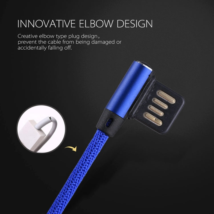 Câble de synchronisation et de charge USB vers 8 broches à double coude, tressé en nylon, sortie 2,4A, 1m, coloris : rouge 8 broches, bleu foncé 8 broches, bleu 8 broches, noir 8 broches, café 8 broches.