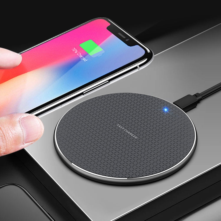 Chargeur sans fil de bureau rond en alliage d'aluminium 15W K8 avec câble de charge rapide Type-C 1m, K8