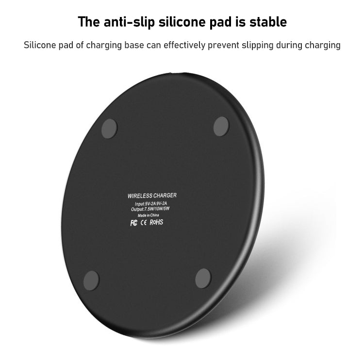 Chargeur sans fil de bureau rond en alliage d'aluminium 15W K8 avec câble de charge rapide Type-C 1m, K8