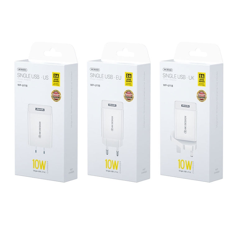 WK WP-U118 Adaptateur secteur de voyage 10W à port USB unique, prise UE, WP-U118 prise UE