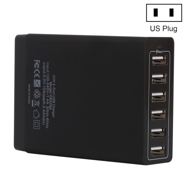 XBX09A Chargeur rapide de voyage 50W 5V 2.4A 6 ports USB