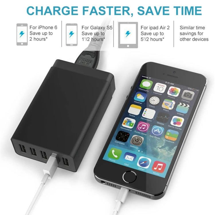 Chargeur rapide de voyage XBX09 40W 5V 8A 5 ports USB, prise britannique (noir), XBX09, 8A