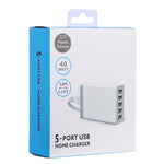 Chargeur rapide de voyage XBX09 40W 5V 8A 5 ports USB, prise britannique (noir), XBX09, 8A