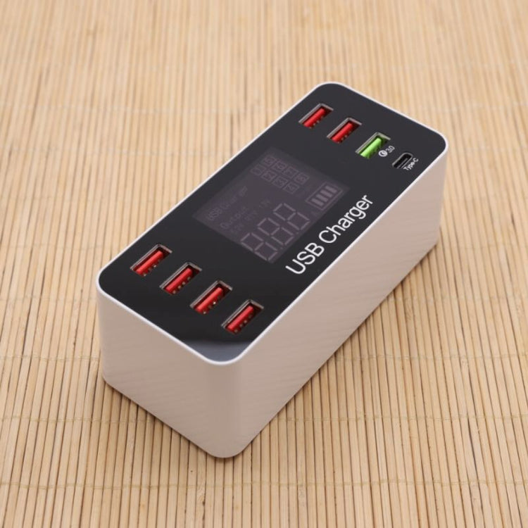 A9+ Station de Charge Détachable Multifonctionnelle USB 8 Ports AC 100V~240V avec Écran LCD et Chargeur Intelligent, Support QC3.0, A9+