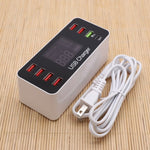 A9+ Station de Charge Détachable Multifonctionnelle USB 8 Ports AC 100V~240V avec Écran LCD et Chargeur Intelligent, Support QC3.0, A9+