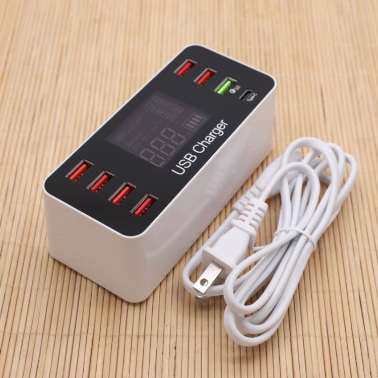 A9+ Station de Charge Détachable Multifonctionnelle USB 8 Ports AC 100V~240V avec Écran LCD et Chargeur Intelligent, Support QC3.0, A9+