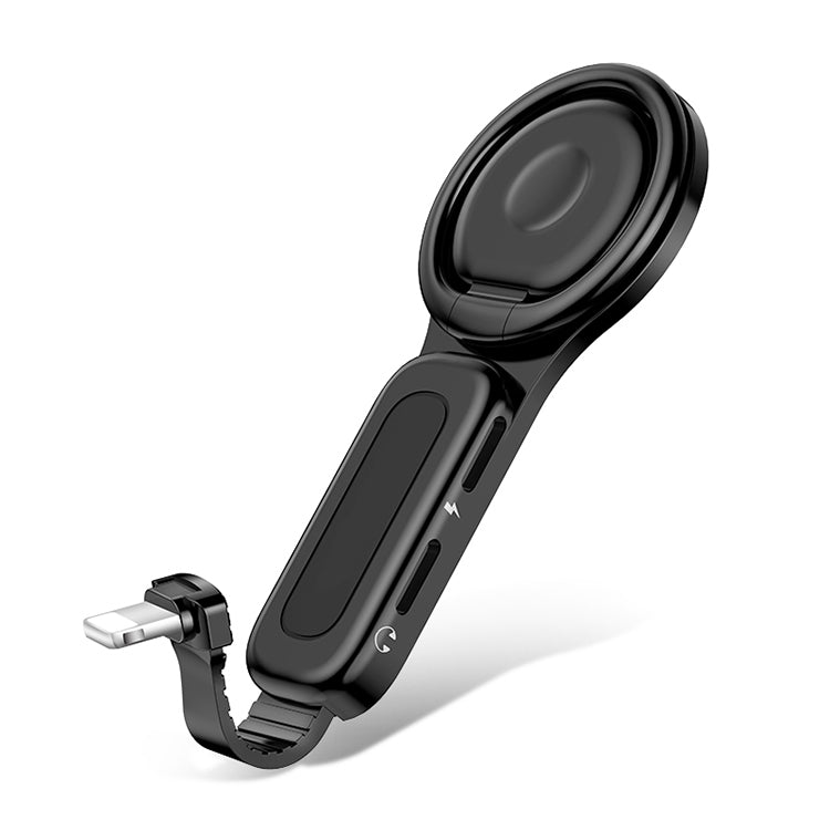 Adaptateur de charge rapide LXS08 8 broches vers 8 broches + prise audio 3,5 mm avec support en anneau, 8 broches + 3,5 mm